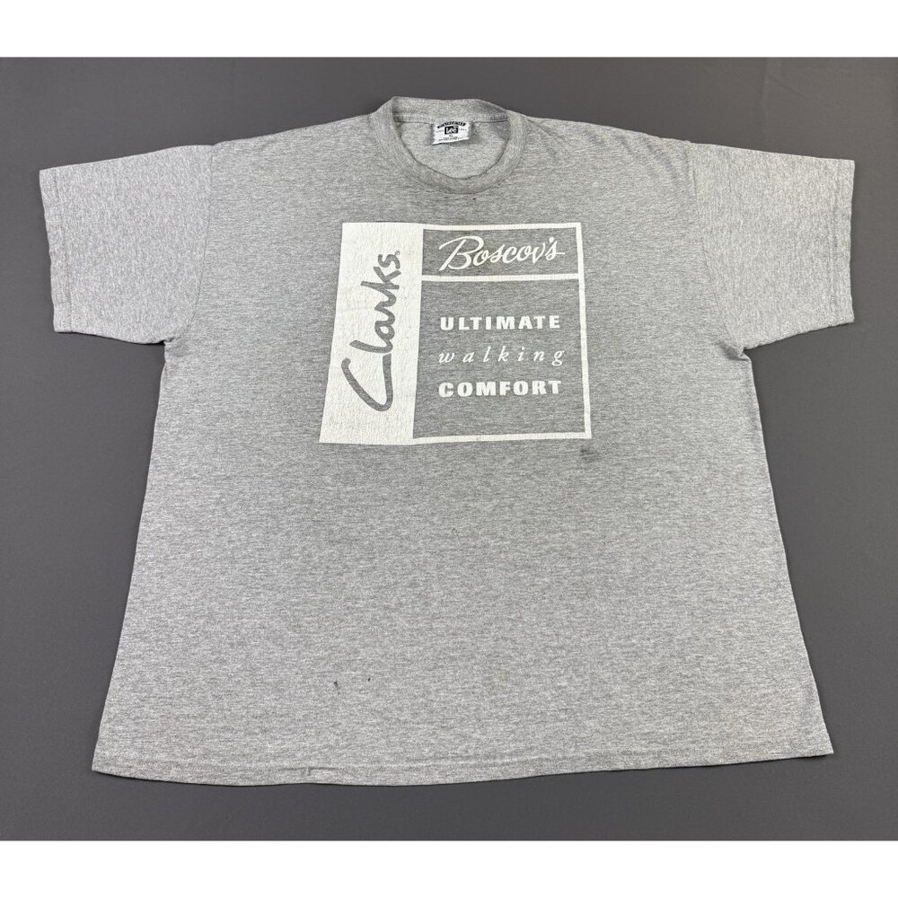 Rare Vintage 90s Clarks Ultimate Walking Comfort Boscovs Gray Shirt XL Lee Promo